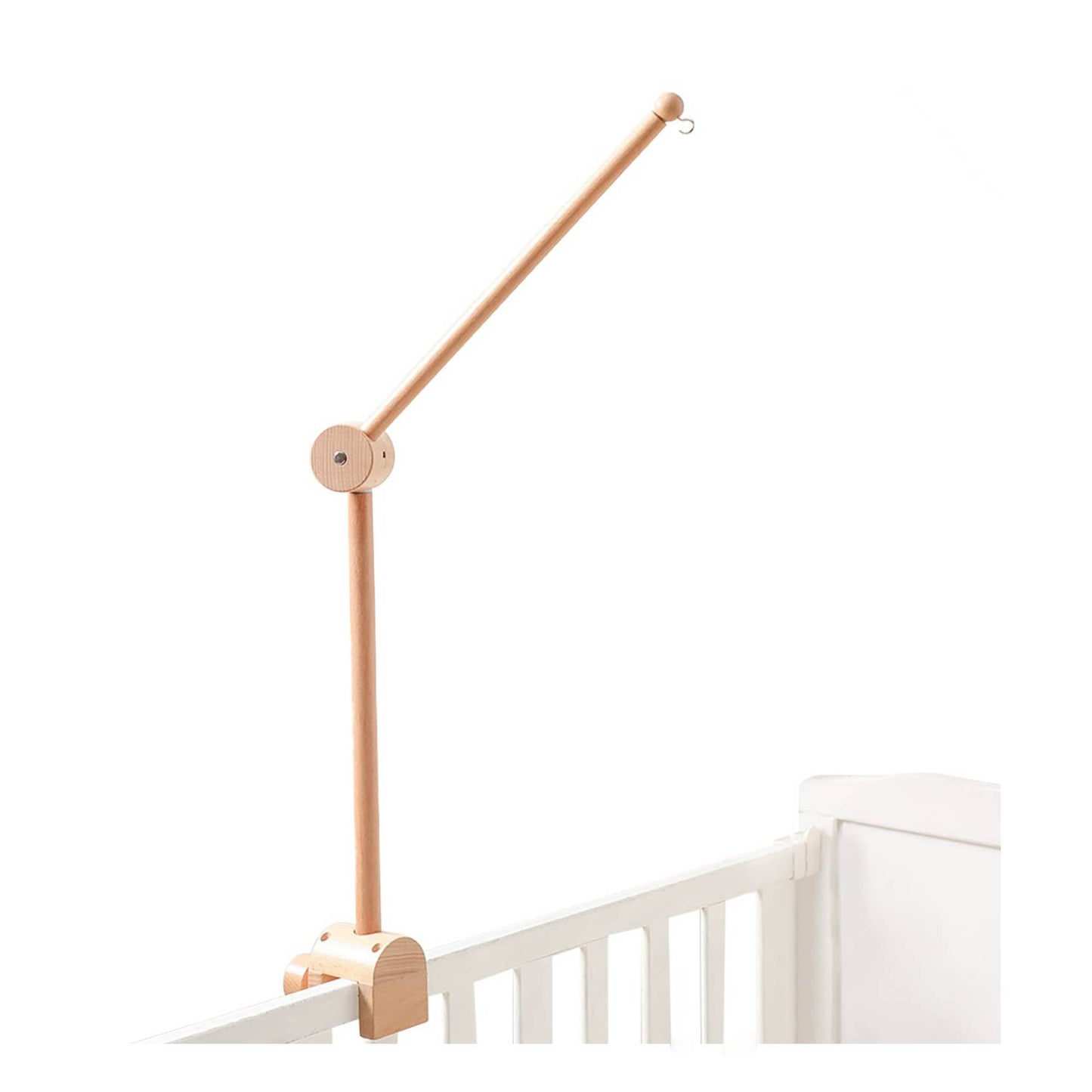 Holz-Mobile-Halter fürs Babybett, 360° drehbar, naturbelassenes Buchenholz