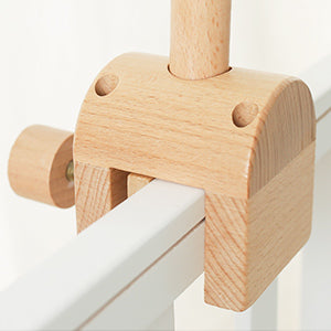 Holz-Mobile-Halter fürs Babybett, 360° drehbar, naturbelassenes Buchenholz