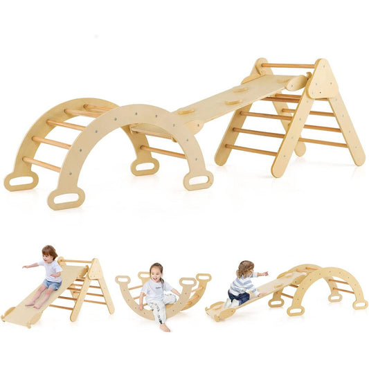Pikler Dreieck 4-in-1 Set von MontessoriLernwelt – Kletterdreieck, Kletterbogen & Rampe