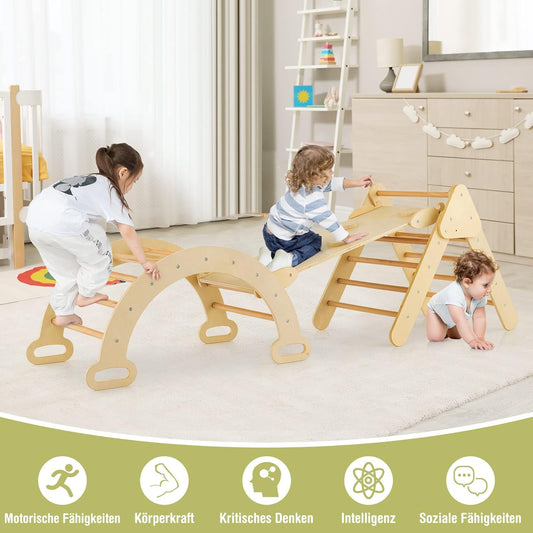 Pikler Dreieck 4-in-1 Set von MontessoriLernwelt – Kletterdreieck, Kletterbogen & Rampe