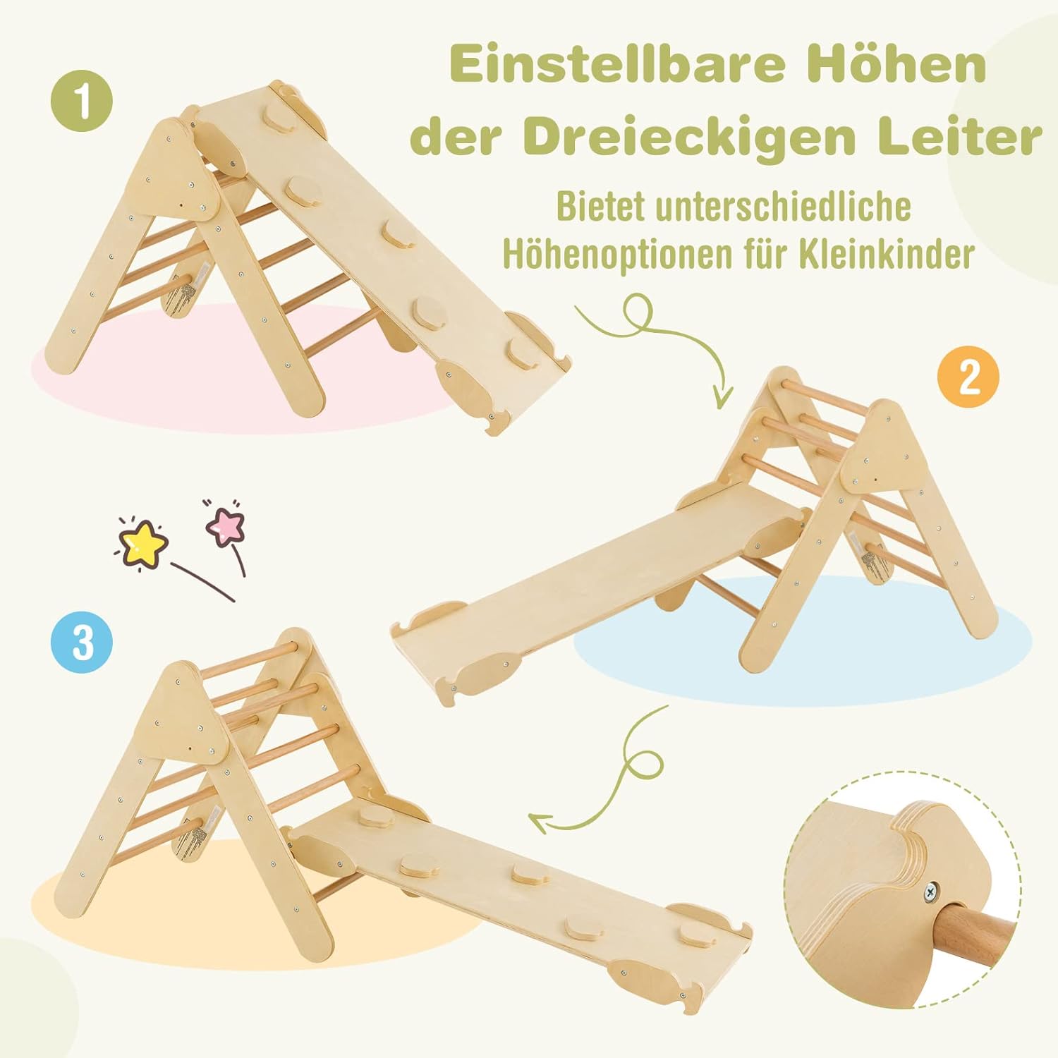 Pikler Dreieck 4-in-1 Set von MontessoriLernwelt – Kletterdreieck, Kletterbogen & Rampe