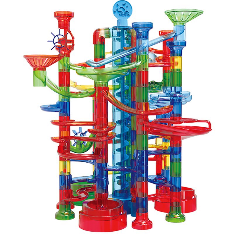 MontessoriLernwelt transparente Kugelbahn für Kinder, 168 Teile Murmelbahn Röhren Bausatz aus ABS, BPA-frei, Montessori Konstruktionsspielzeug