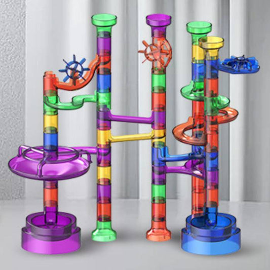 MontessoriLernwelt transparente Kugelbahn für Kinder, 168 Teile Murmelbahn Röhren Bausatz aus ABS, BPA-frei, Montessori Konstruktionsspielzeug