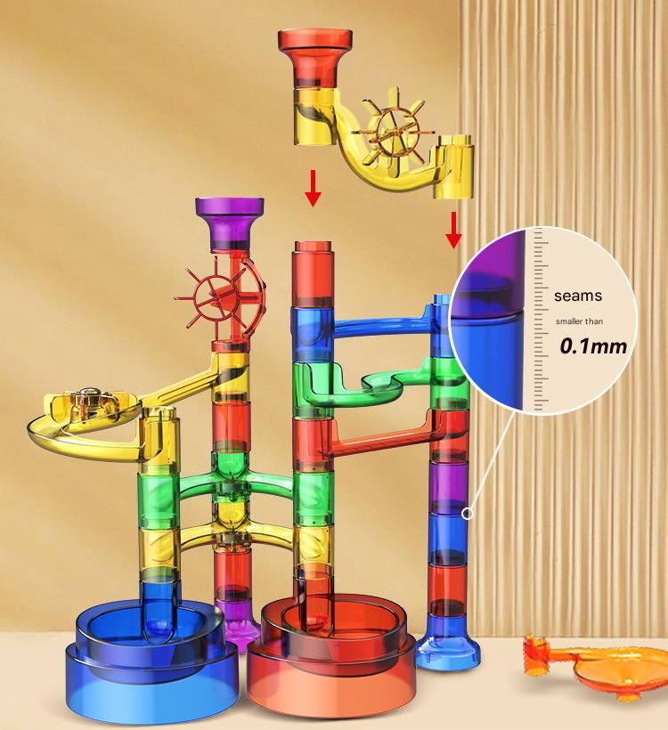 MontessoriLernwelt transparente Kugelbahn für Kinder, 168 Teile Murmelbahn Röhren Bausatz aus ABS, BPA-frei, Montessori Konstruktionsspielzeug