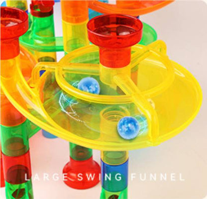 MontessoriLernwelt transparente Kugelbahn für Kinder, 168 Teile Murmelbahn Röhren Bausatz aus ABS, BPA-frei, Montessori Konstruktionsspielzeug