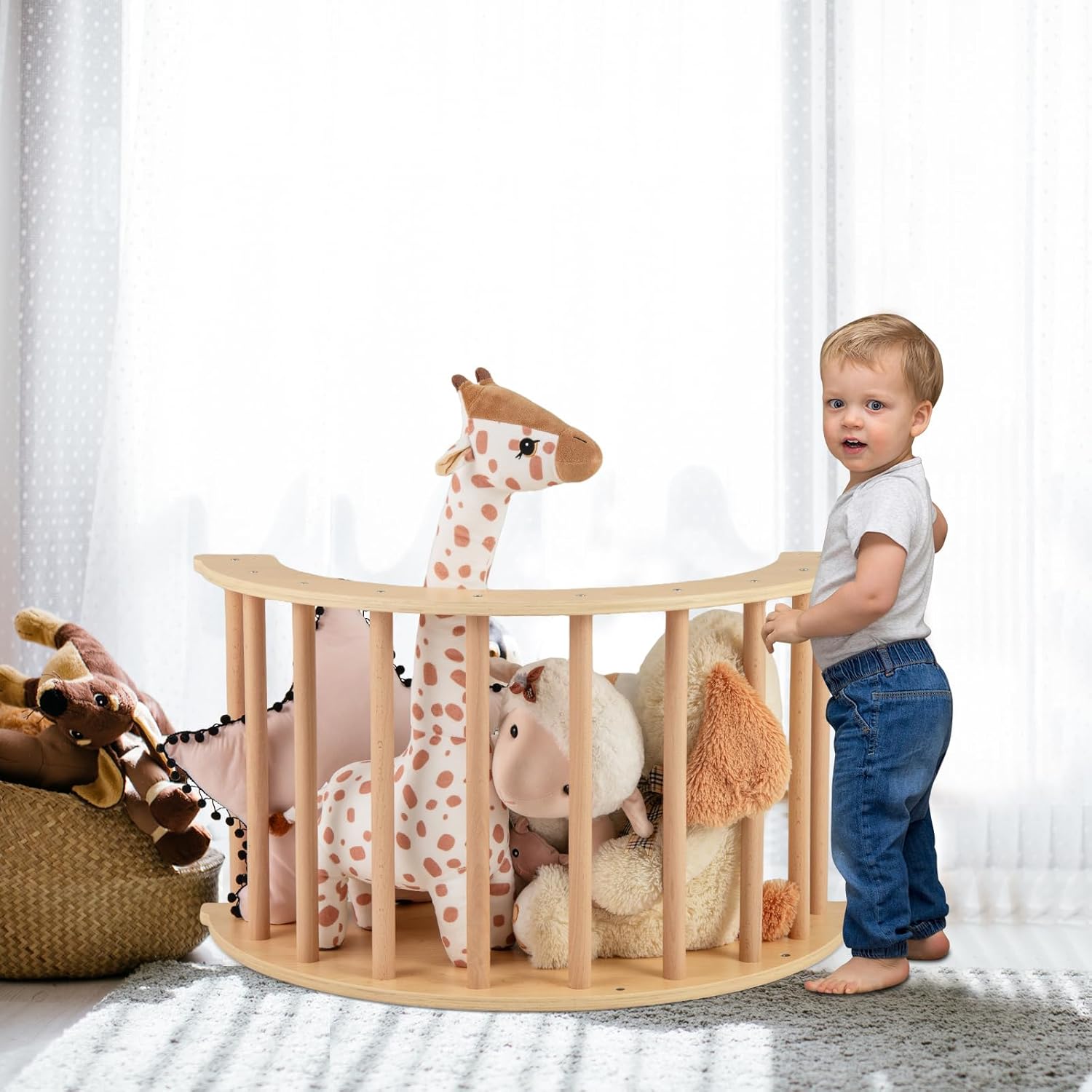 MontessoriLernwelt Waldorf Rocker – Kletterbogen mit weicher Matratze, Montessori Schaukel/Indoor-Schaukel aus Holz für Kinder