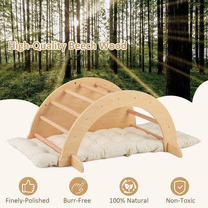 MontessoriLernwelt Waldorf Rocker – Kletterbogen mit weicher Matratze, Montessori Schaukel/Indoor-Schaukel aus Holz für Kinder