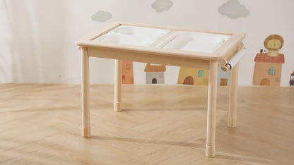 Mesa de juego de madera Montessori: mesa de juego infantil multifuncional