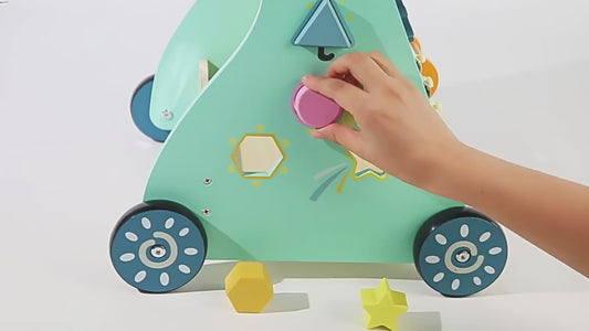 Chariot de marche Montessori en bois – jouet d’éveil pour les premiers pas