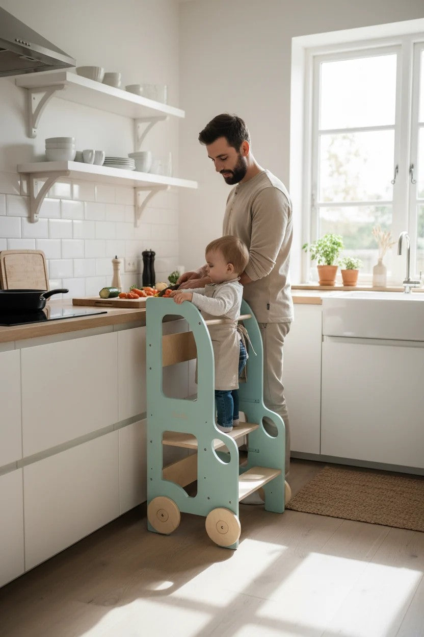 Stabiler Holz Lernturm für Kleinkinder