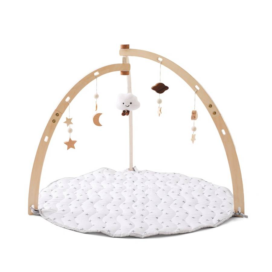 Holz Baby Gym mit Spielmatte und Wolke-Sterne-Anhänger (ab 3 Jahren)