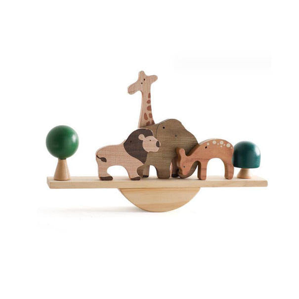 MontessoriLernwelt Holz Balance Spielzeug mit Tierfiguren – Montessori Lernspielzeug