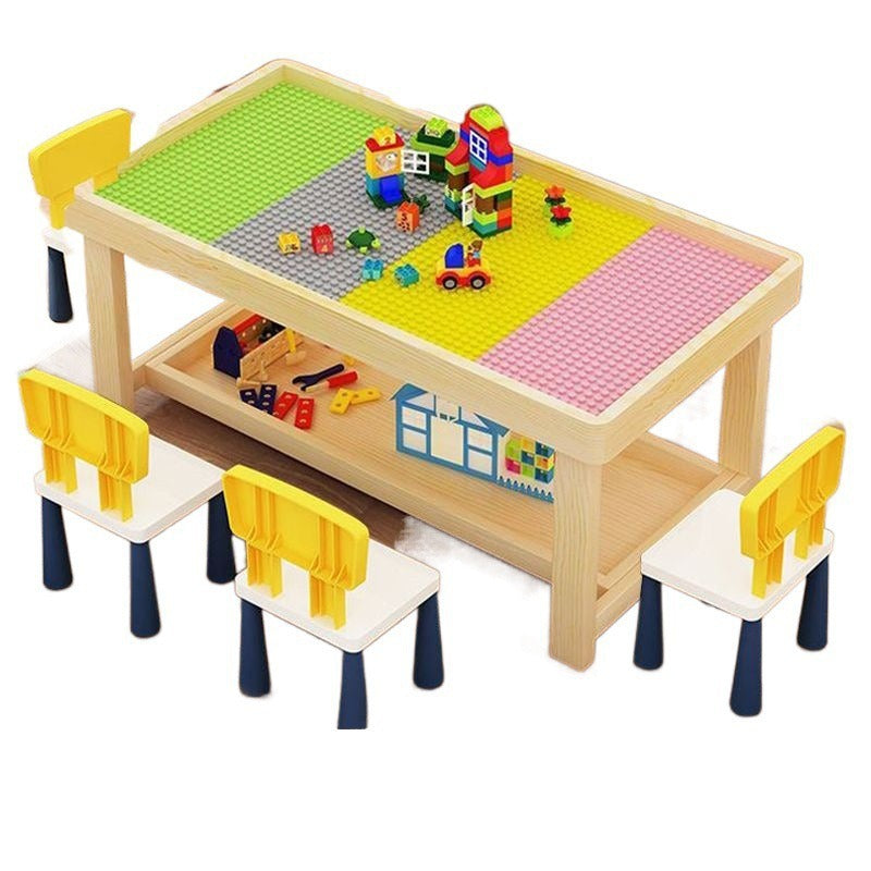 montessoriLernwelt Holz Lego Tisch für Kinder, Spieltisch multifunktional