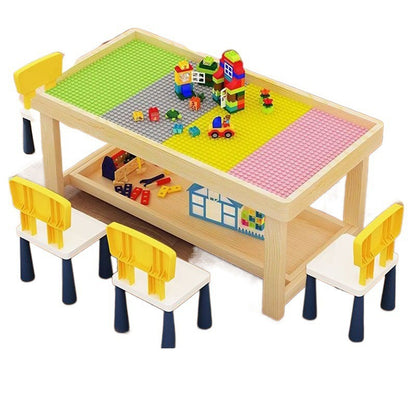 montessoriLernwelt Holz Lego Tisch für Kinder, Spieltisch multifunktional