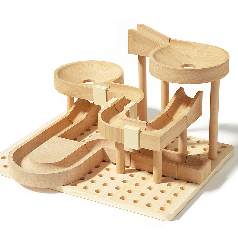 MontessoriLernwelt Murmelbahn Holz – Montessori Kugelbahn Spielzeug für Kinder