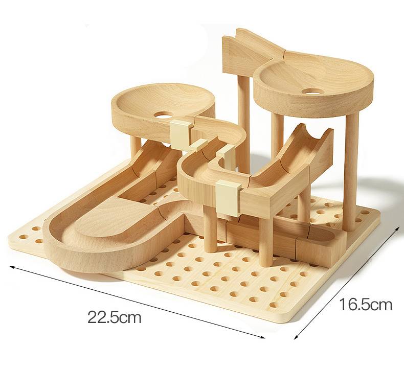 MontessoriLernwelt Murmelbahn Holz – Montessori Kugelbahn Spielzeug für Kinder